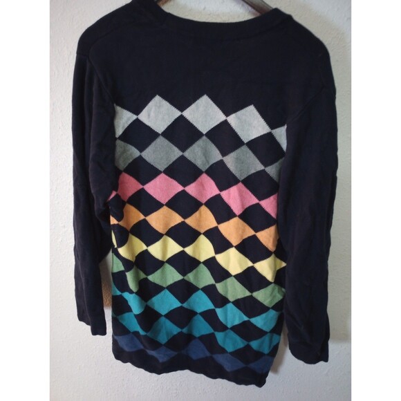 Vintage Y2K Liz Claiborne Argyle Cardigan Sweater Rainbow Colors Excellent 2XL - Picture 3 of 5